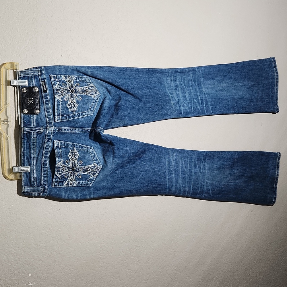 Miss Me Womens jeans size 28 boot distressed cross Western bootcut denim